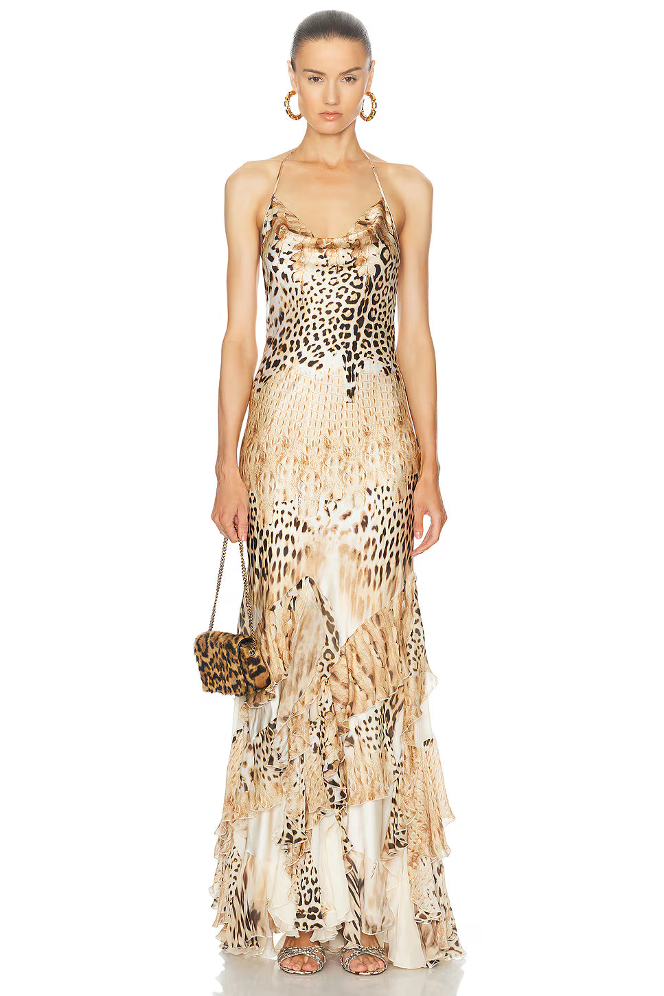Leopard Print Halter Maxi Dress