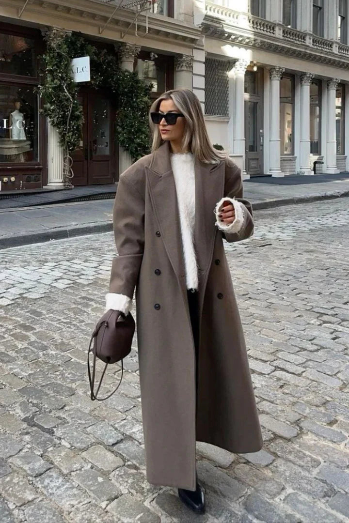 Wool extra long coat