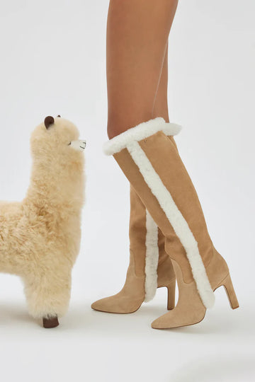 High-top faux fur boots