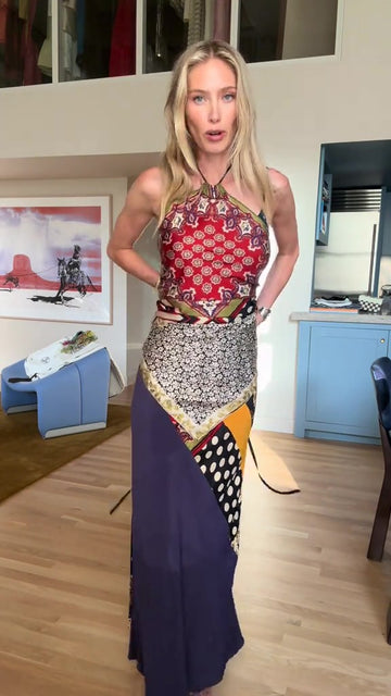 Patchwork Maxi Slip Dress Set