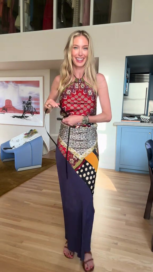 Patchwork Maxi Slip Dress Set