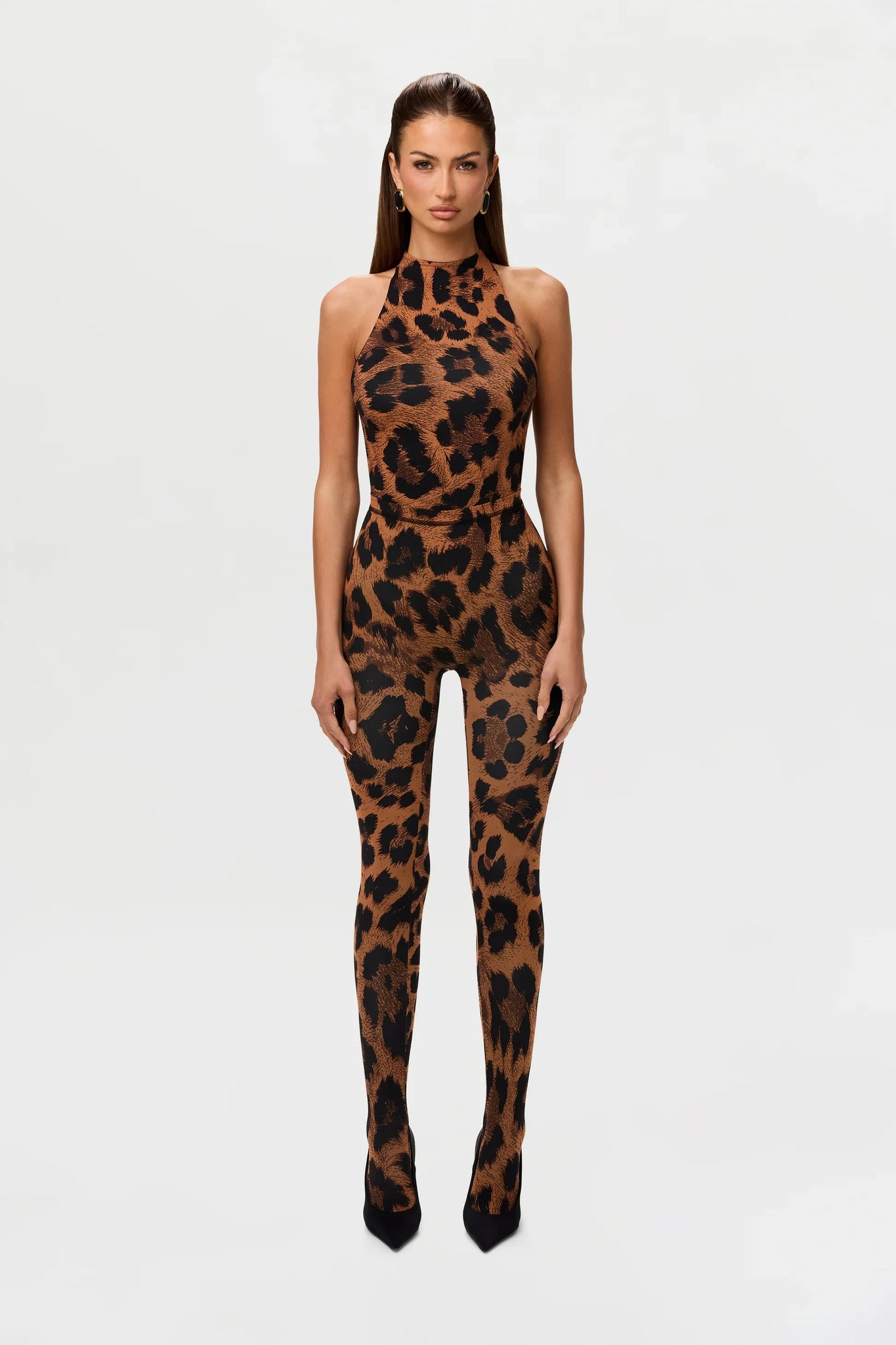 Leopard Print Halter Jumpsuit