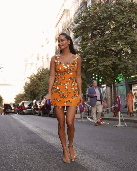 Chic Handmade Gold Butterfly Dress