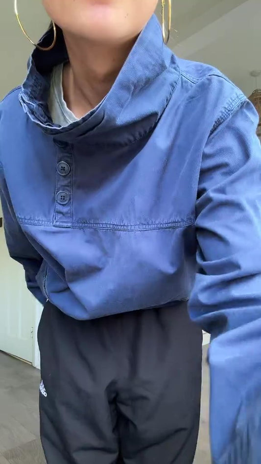 Asymmetric collar denim washed top