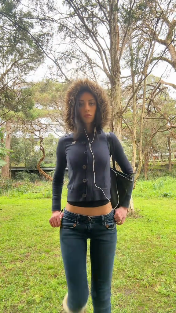 Furry Hood Navy Blue Jacket