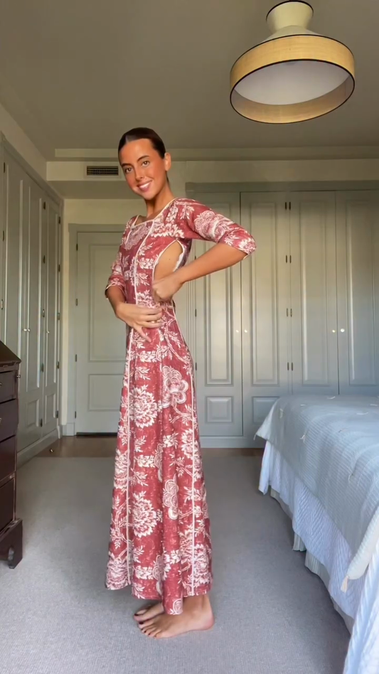 Floral Print Square-Neck Midi Dress