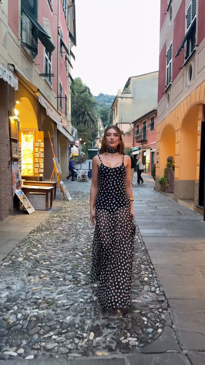 Polka Dot Sheer Maxi Dress