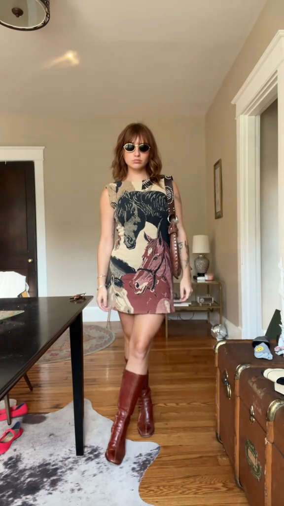 printed sleeveless mini dress
