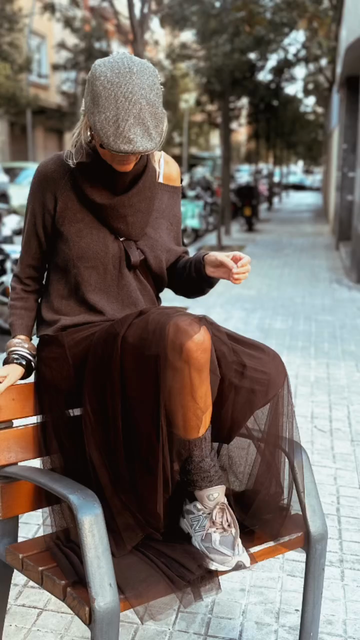 Layered Knit  Tulle Maxi Outfit