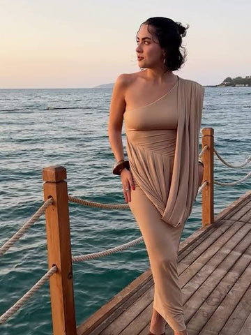 One Shoulder Draped Maxi Dress