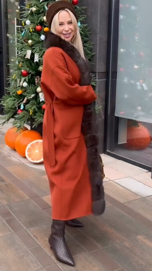 Rust-red long coat