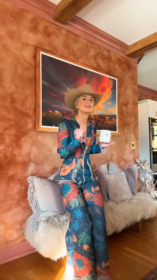 Floral  Printed Fringe Trimmed Set