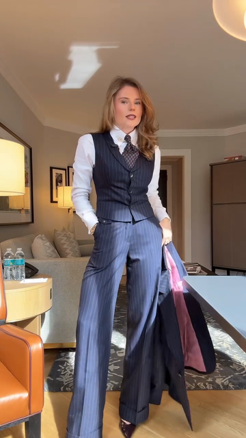 Navy Pinstripe Three - Piece Suit