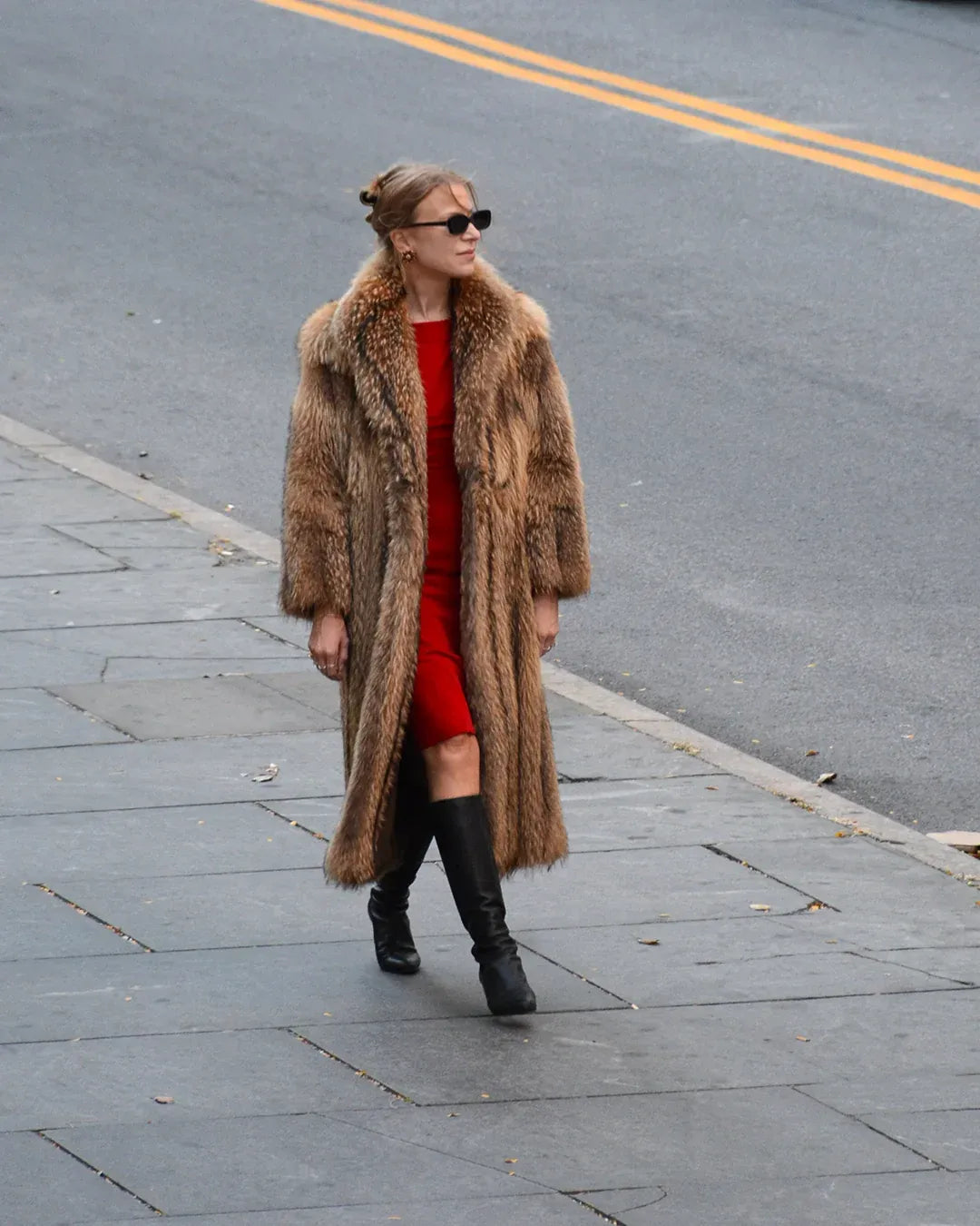 Vintage Full Length Tanuki Raccoon Fur Coat