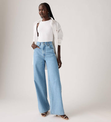 High Waist Cinch Baggy Jeans