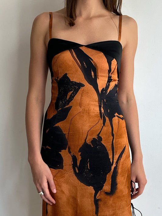 Elegant Black Floral Pattern Maxi Dress