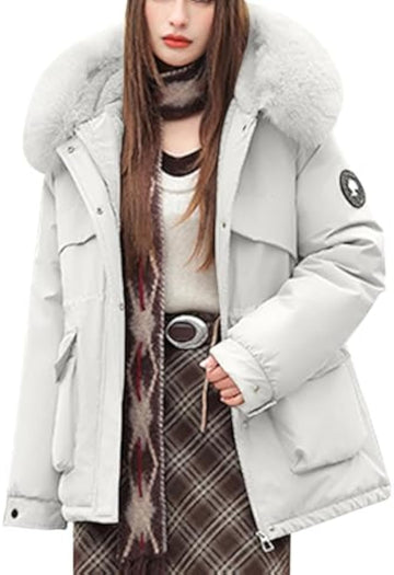 Puffer Coat with Oversized Faux Fur